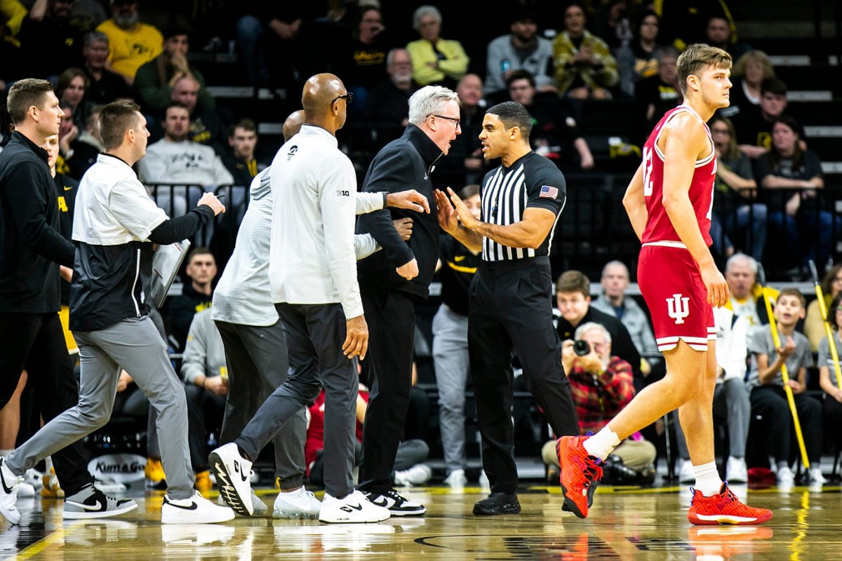Iowa head coach Fran McCaffery reacts during a NCAA Big Ten Conference men's basketball game against Indiana, Thursday, Jan. 5, 2023, at Carver-Hawkeye Arena in Iowa City, Iowa.